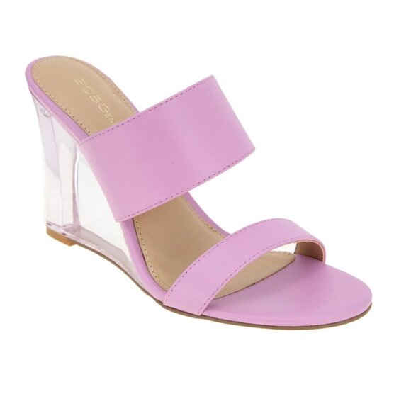 BCBG Walina Lucite Wedge Sandal in Pink Orchid New in Box Size 9.5 - Picture 1 of 13